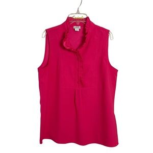J. Crew Barbie Pink‎ Sleeveless Ruffled Neckline Blouse Size 4 Dressy Feminine